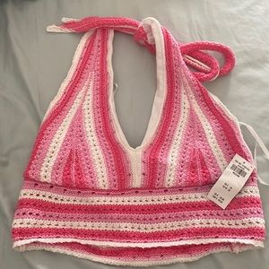 Brand New with tags. Hollister crochet halter crop top.